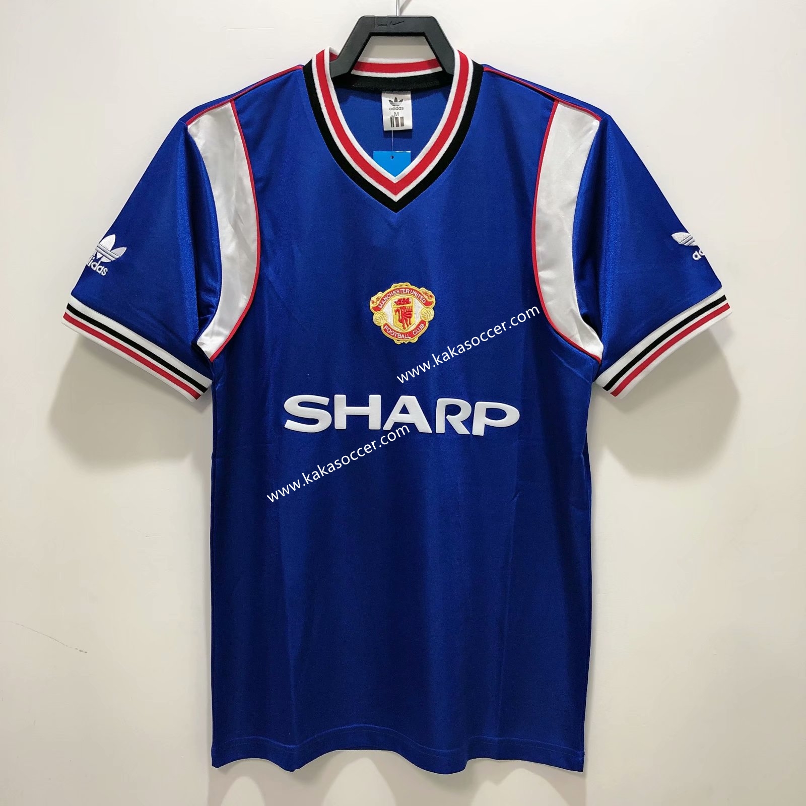 85 Retro Version Manchester United Away Blue Thailand Soccer Jersey AAA-311