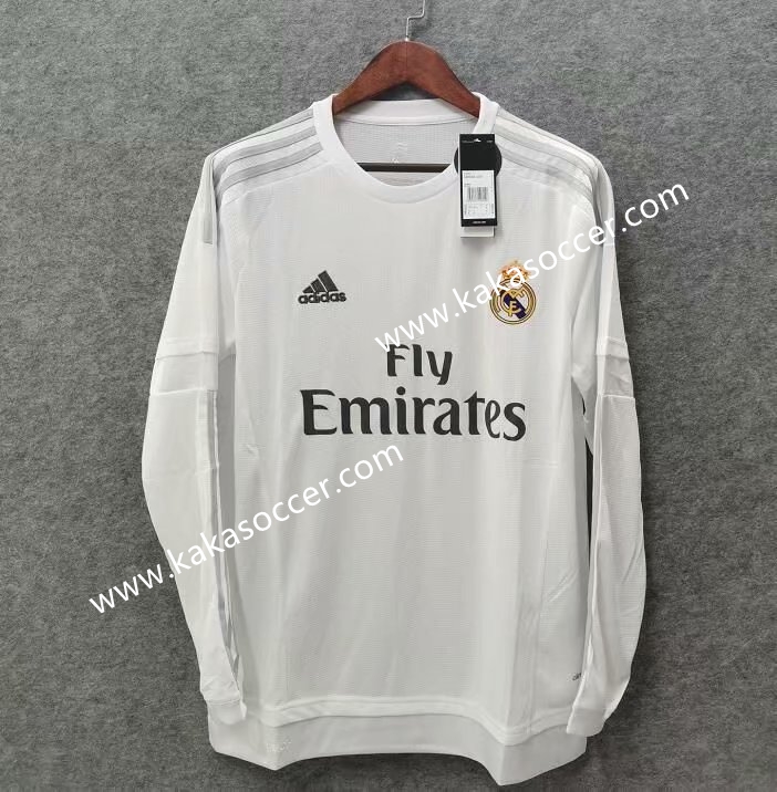 15-16 Retro Version Real Madrid White Thailand LS Soccer Jeesey AAA-519