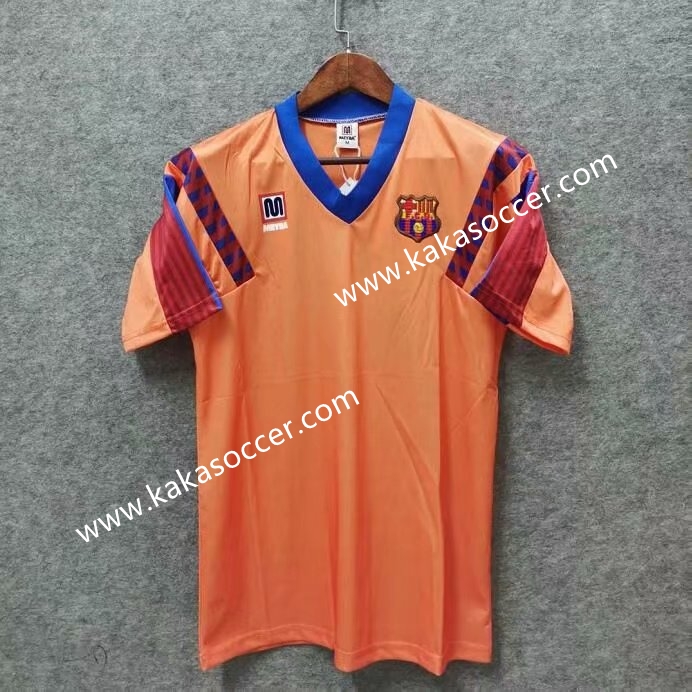 91-92  Retro Version Barcelona Away Orange Thailand Soccer Jersey AAA-519/522