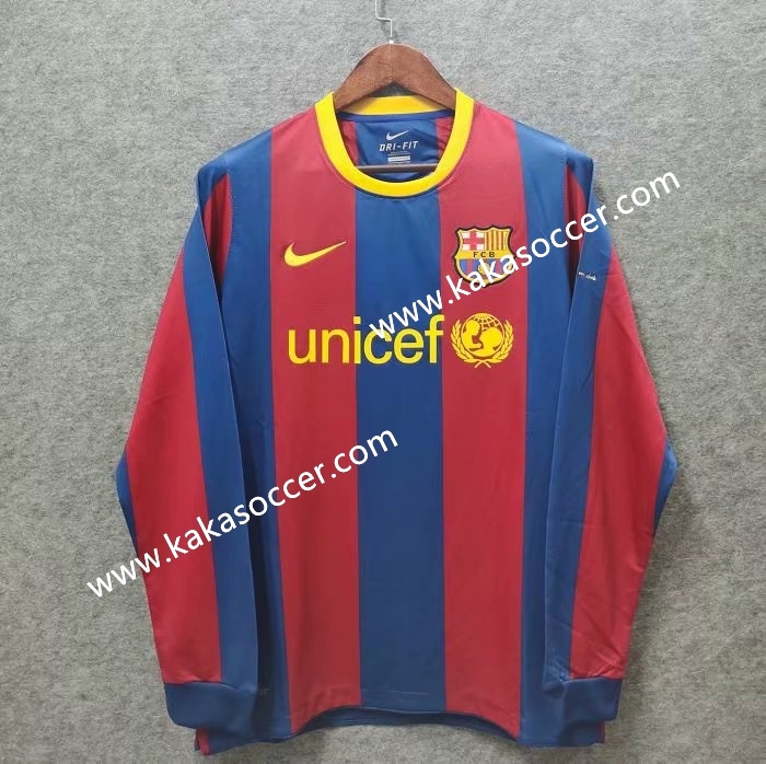 10-11 Retro Version Barcelona Red & Blue Thailand LS Soccer Jersey AAA-519