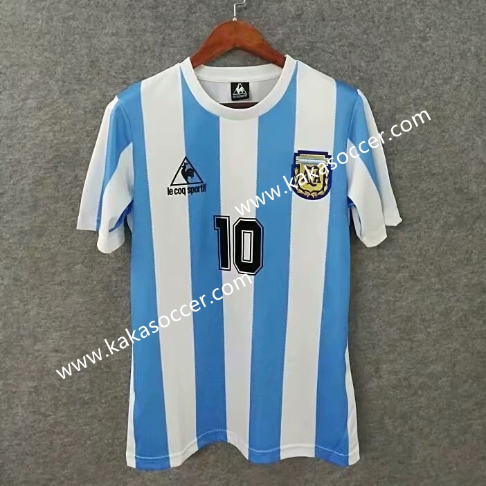 86 Retro Version Argentina Home White & Blue Thailand Soccer Jersey AAA-519