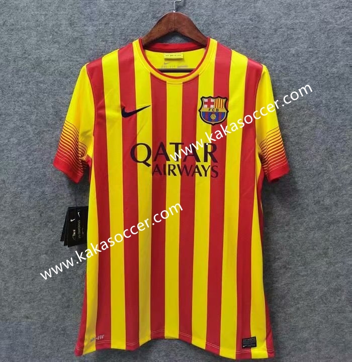 13-14 Retro Version Barcelona Away Yellow Thailand Soccer Jersey AAA-519