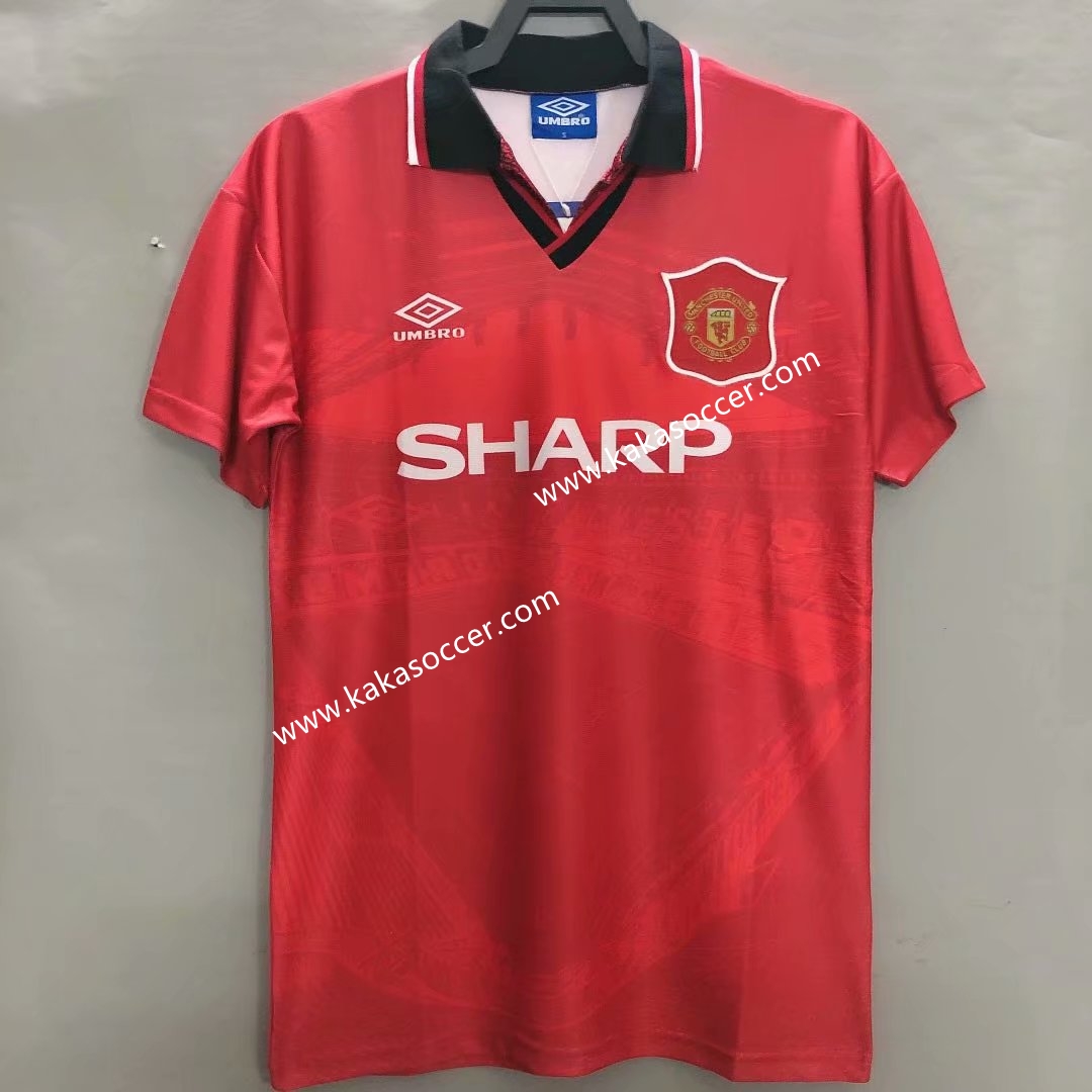 94-96 Retro Version Manchester United Home Red Thailand Soccer Jersey AAA-311