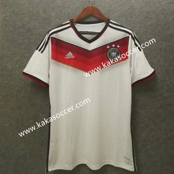 2014 Retro Version Germany Home White Thailand Soccer Jersey--519