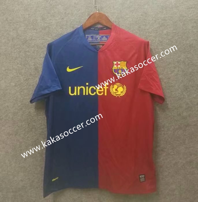 08-09 Retro Version Barcelona Home Red & Blue Thailand Soccer Jersey AAA--519