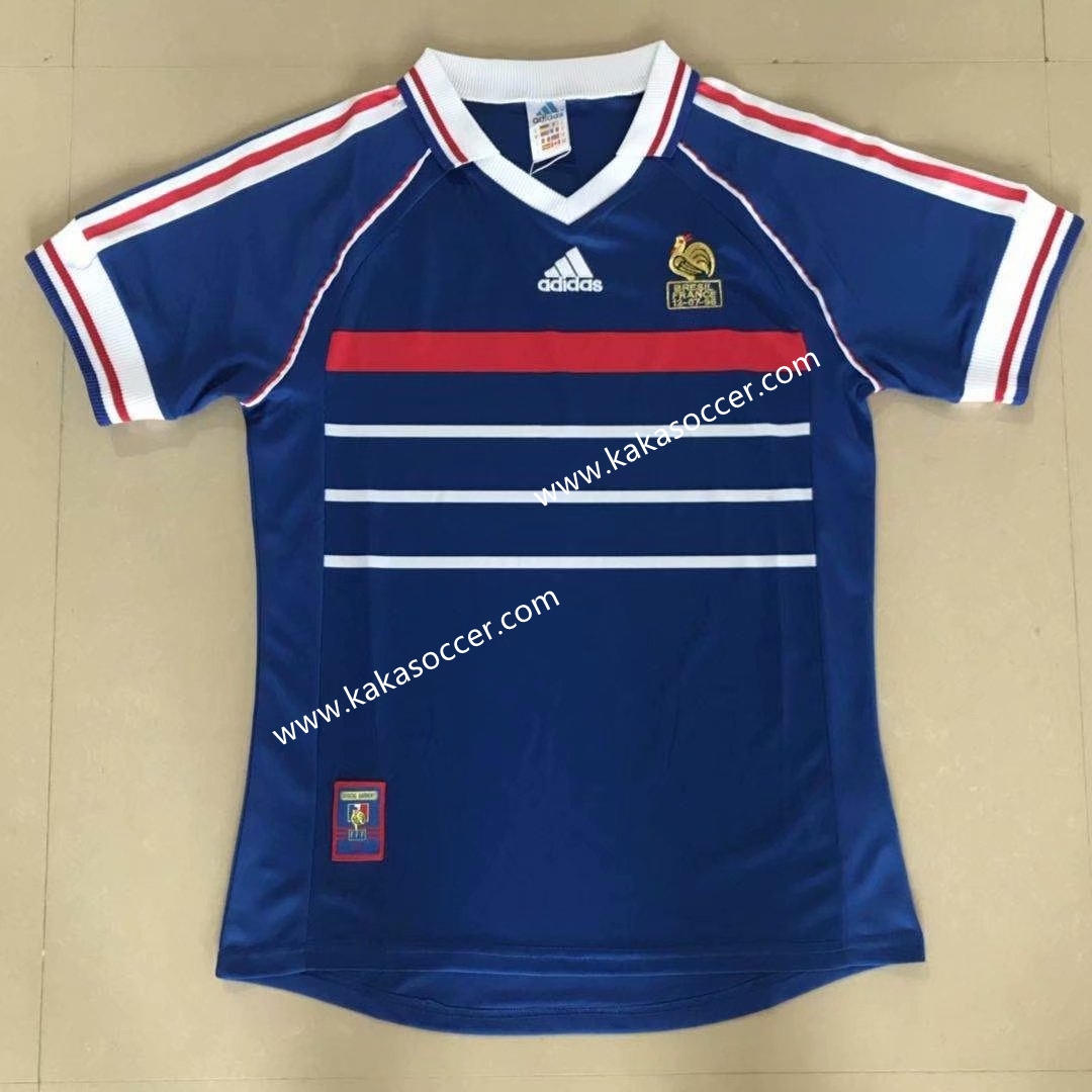 98 Retro Version France Home Blue Thailand Soccer Jersey AAA-908