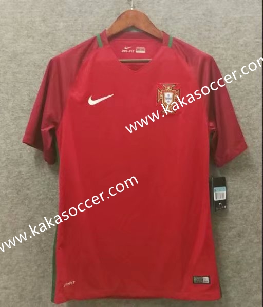 2016 Retro Version Portugal Home Red Thailand Soccer Jersey AAA--519