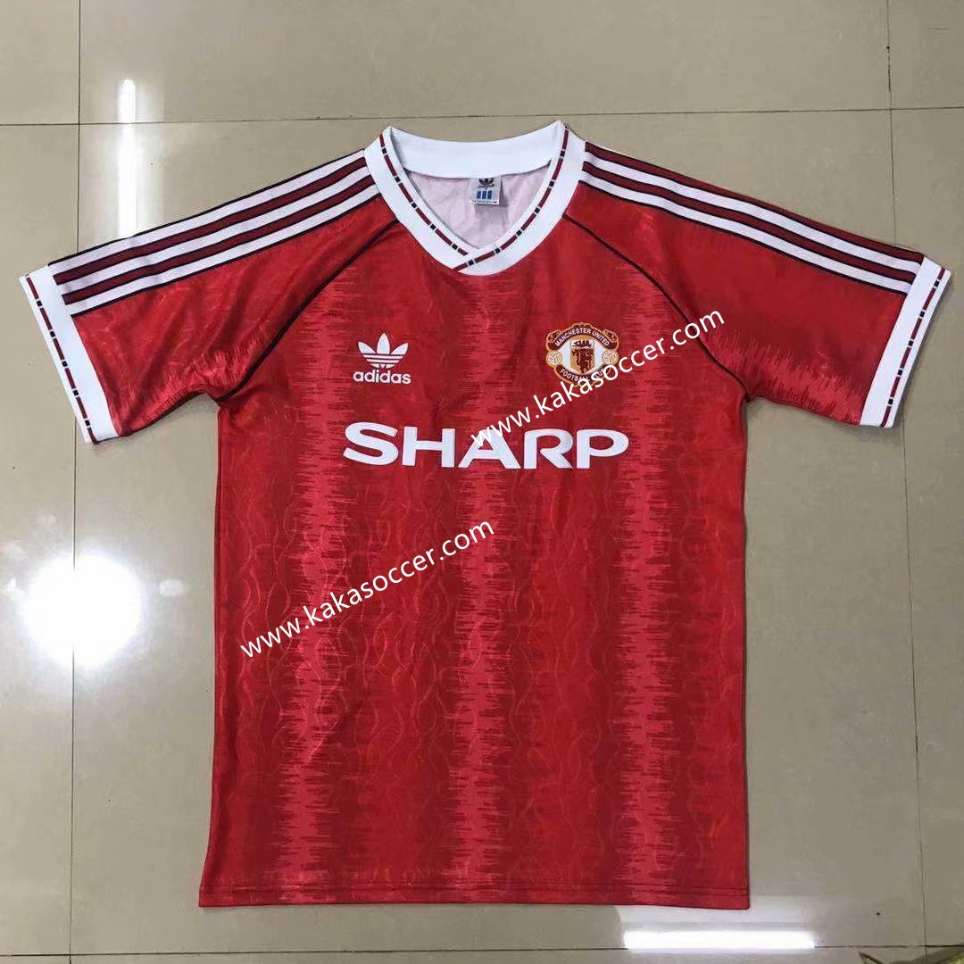 90-92 Retro Version Manchester United Home Red Thailand Soccer Jersey AAA-908