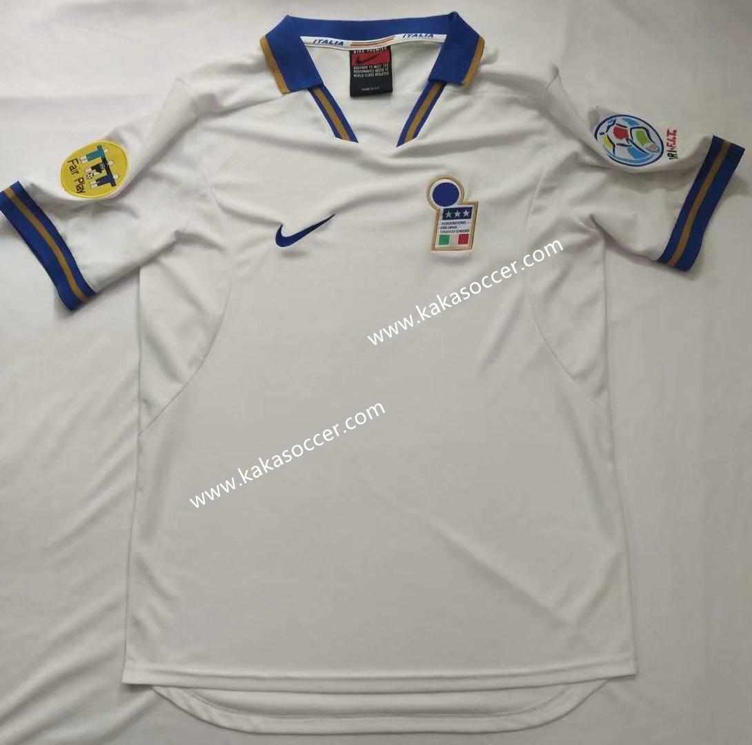 96  Retro Version Italy Away White Thailand Soccer Jersey AAA-7T