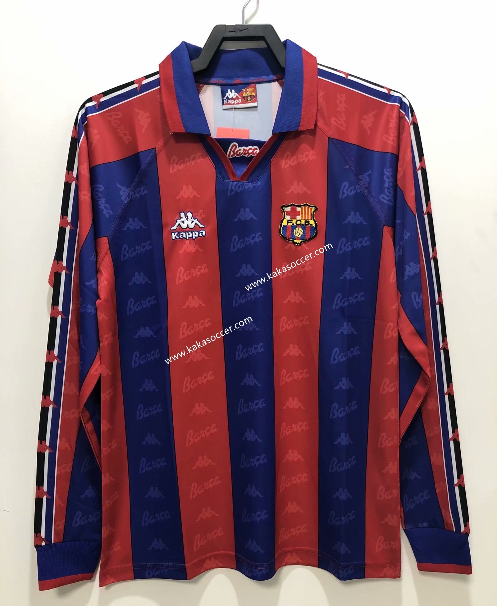 96-97 Retro Version Barcelona Home Red & Blue Thailand LS Soccer Jersey AAA-311/410