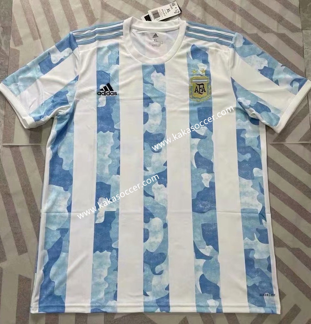 2021-22 Argentina Home Blue and White Thailand Soccer Jersey AAA-416