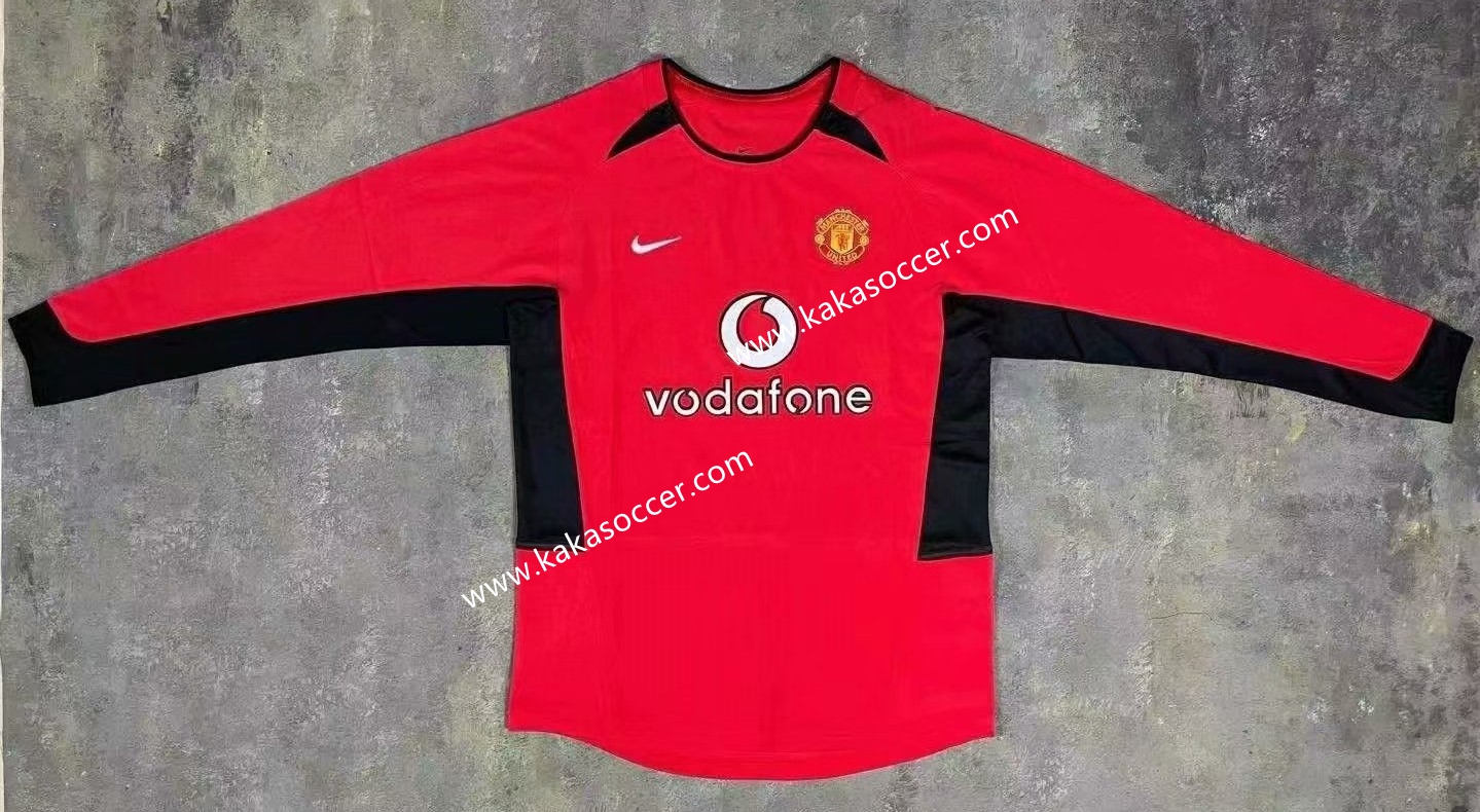 02-04 Retro Version Manchester United Home Red Thailand LS Soccer Jersey AAA-1041/601