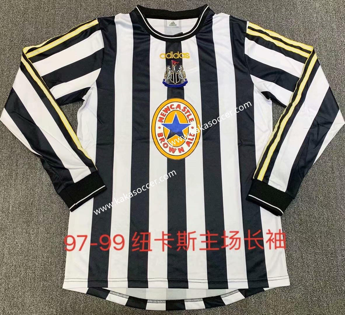 97-99 Retro Version Newcastle United Black & White LS Thailand Soccer Jersey AAA--311