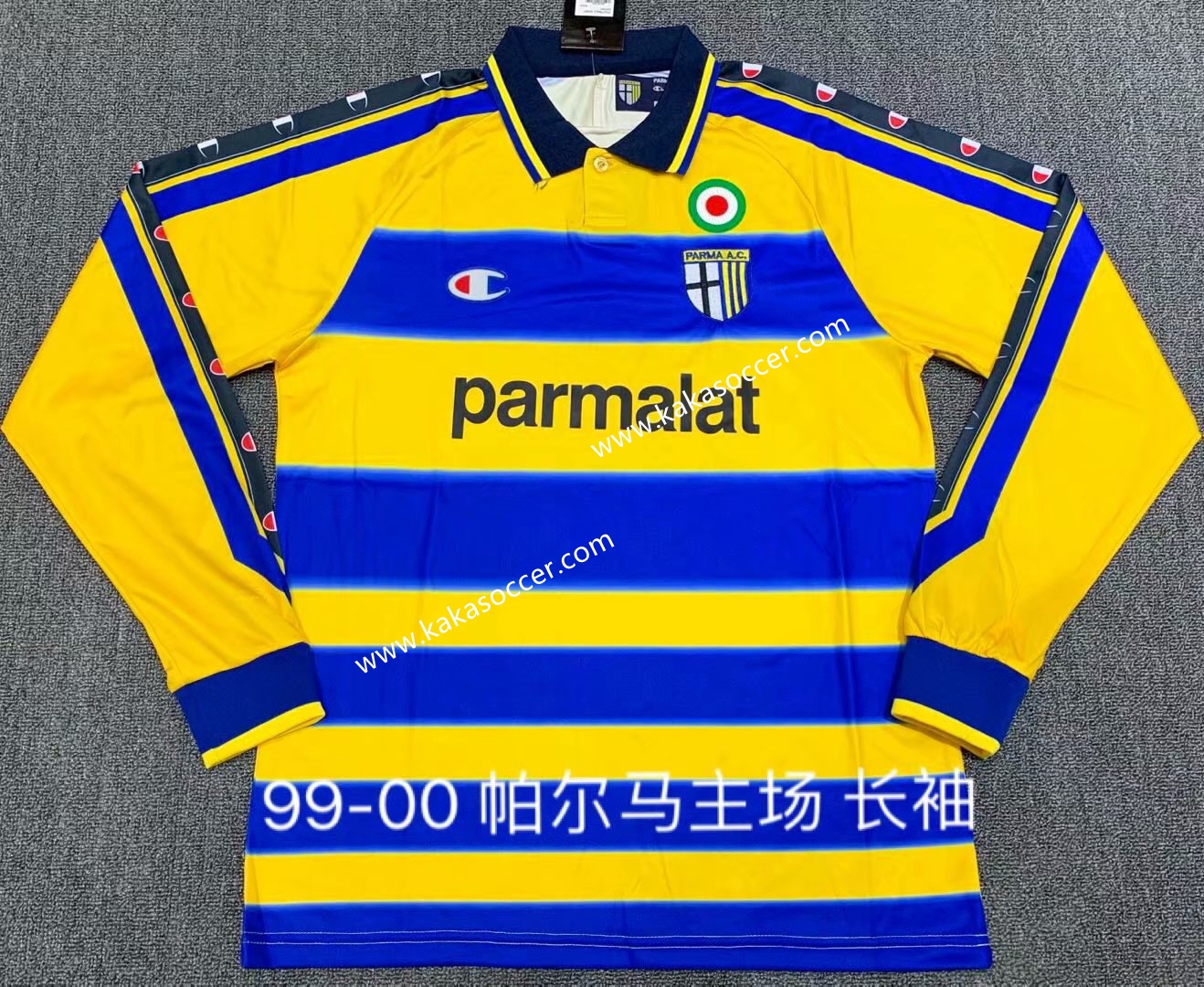 99-00 Retro Version Parma Calcio 1913 Blue & Yellow Thailand LS Soccer Jersey AAA-311