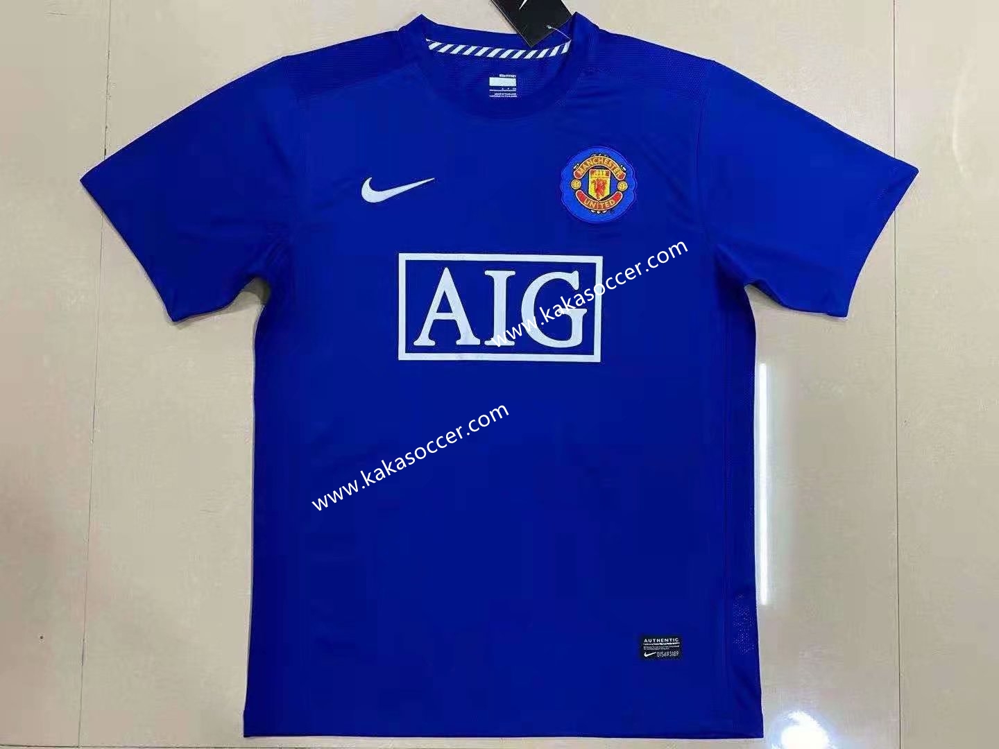 07-08 Retro Version Manchester United Away Blue Thailand Soccer Jersey AAA-908