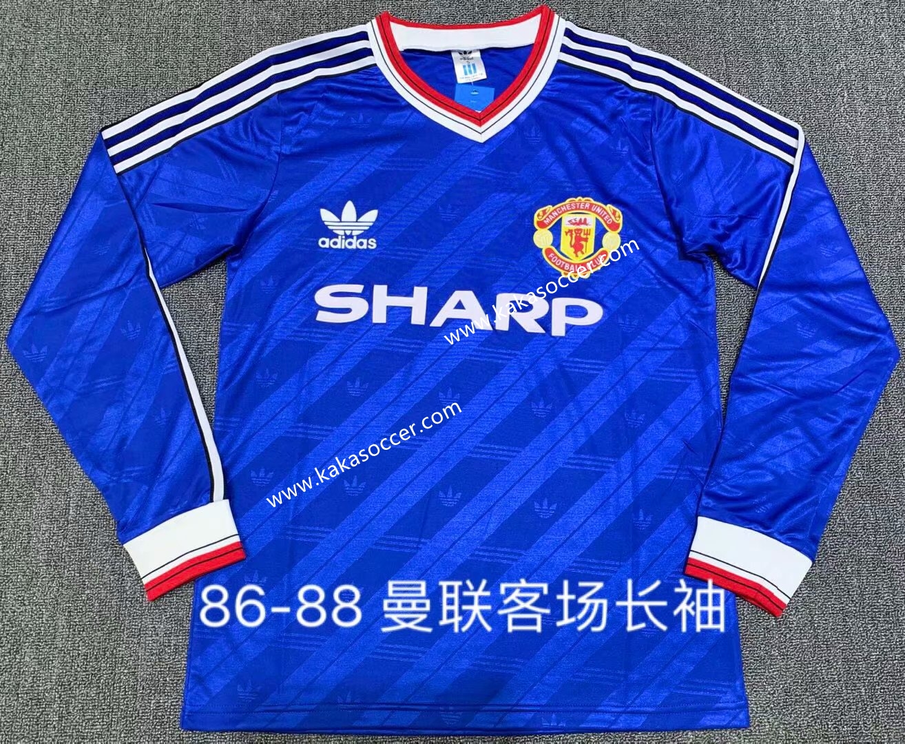 86-88 Retro Version Manchester United Blue LS Thailand Soccer Jersey AAA-311