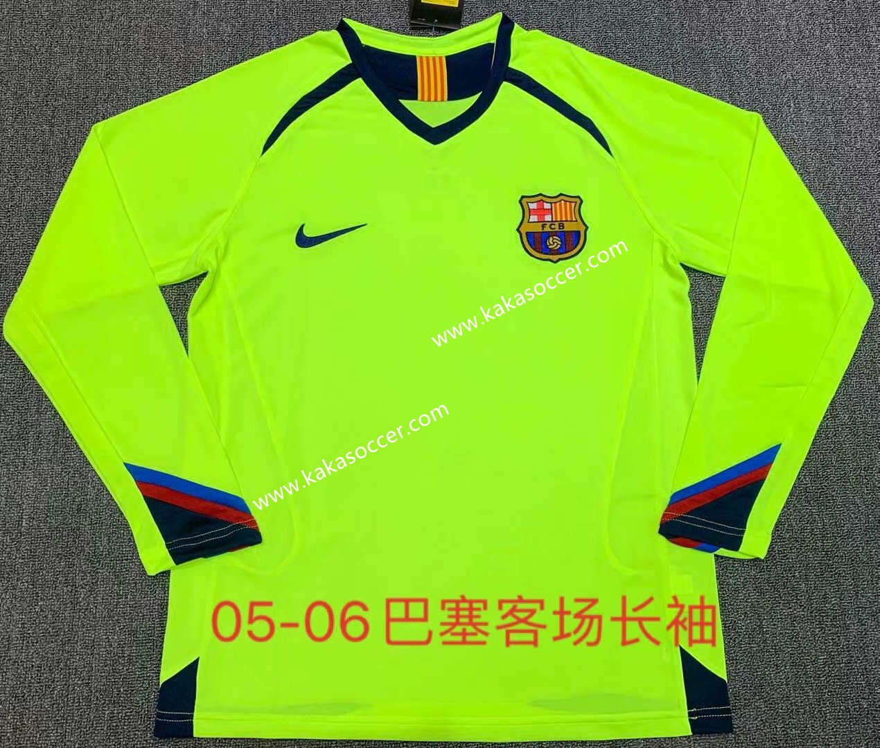 05-06 Retro Version Barcelona Fluorescent green Thailand LS Soccer Jersey AAA-311