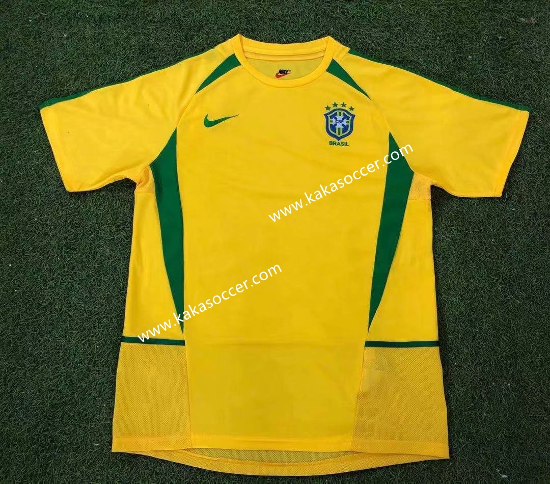 2002 Retro Brazil Yellow Thailand Soccer Jersey AAA-503/710