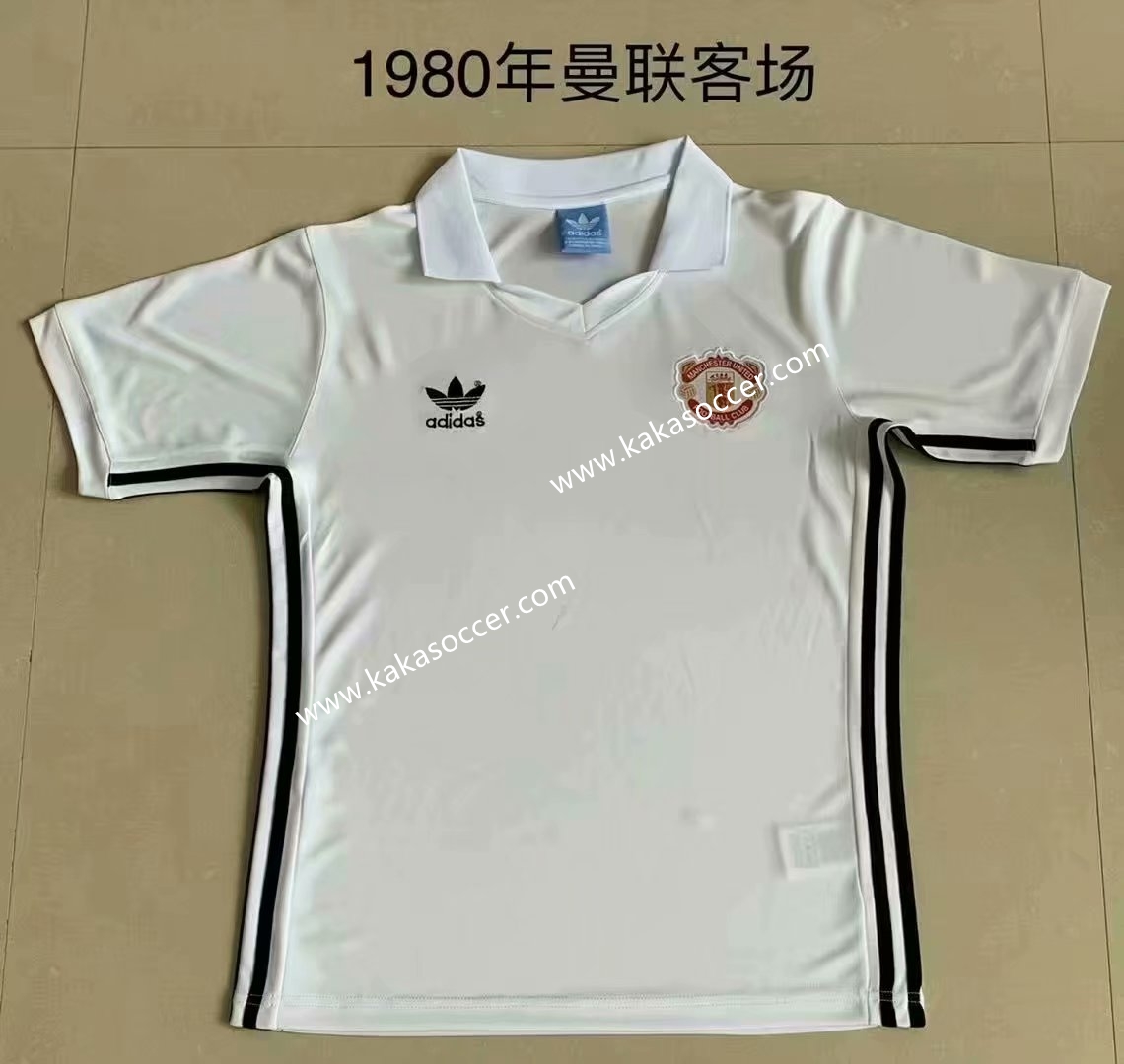 1980 Retro Version Manchester United Away White Thailand Soccer Jersey AAA-709