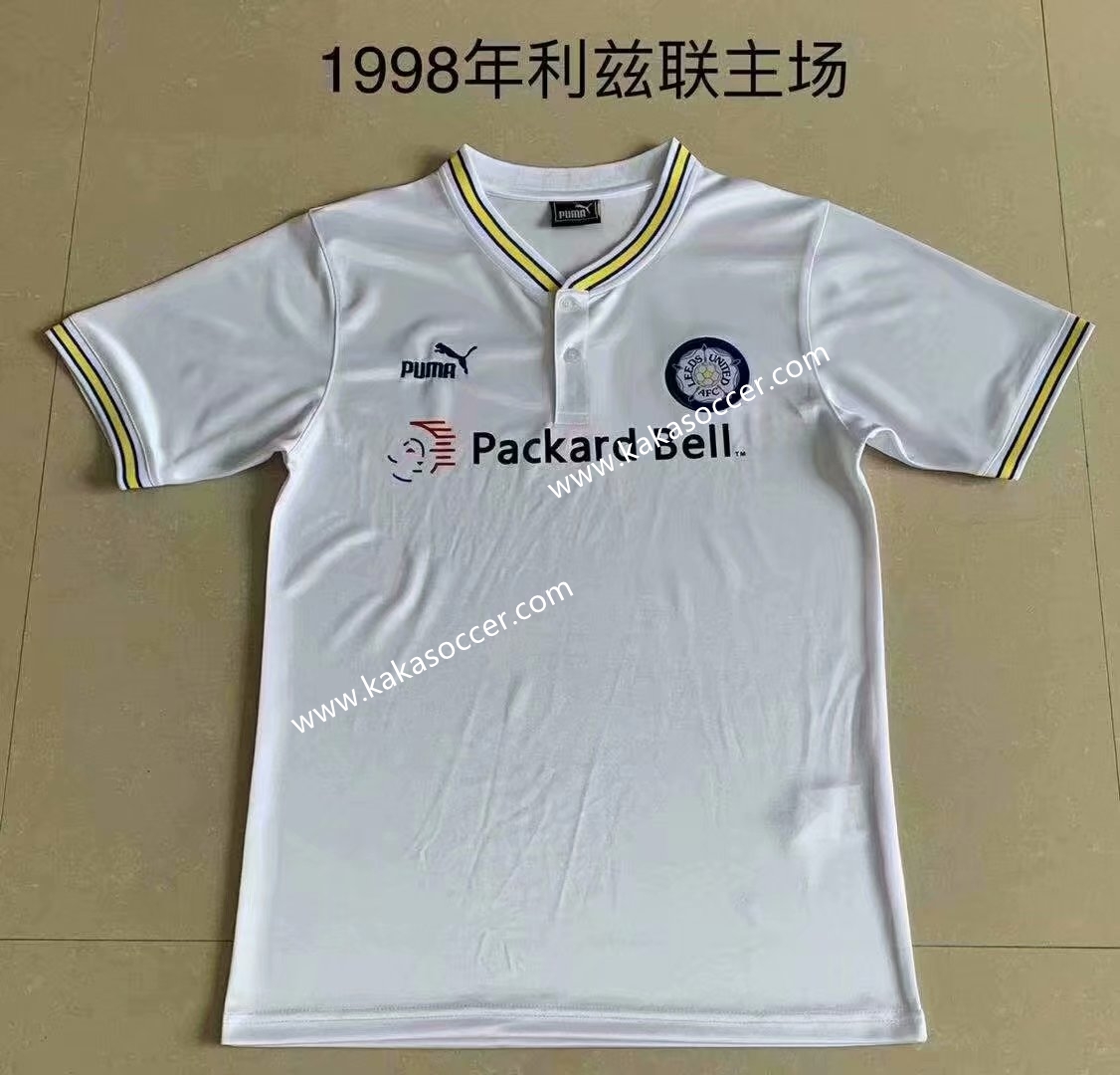 1998 Retro Version Leeds United Home WhiteThailand Soccer jersey AAA-709