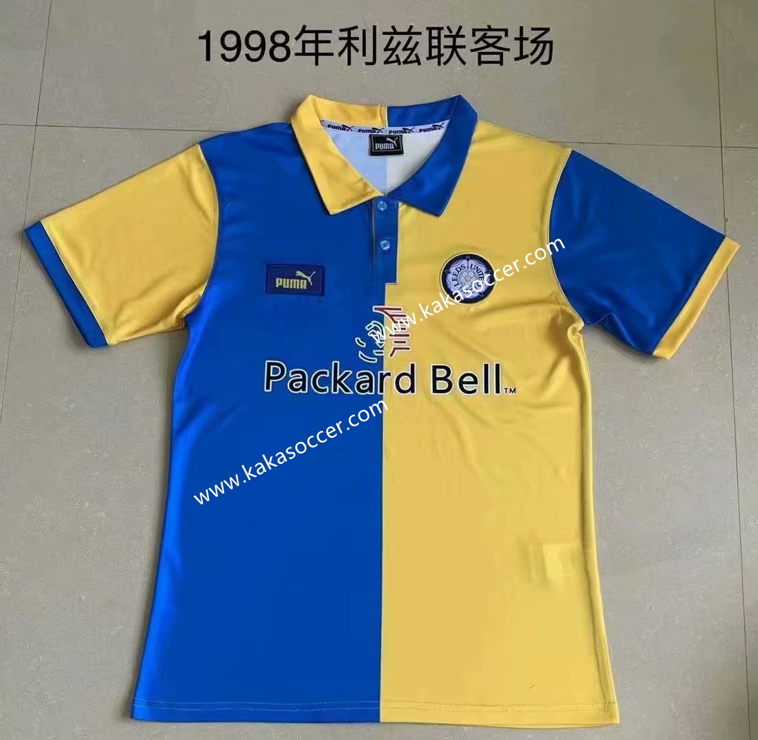 1988 Retro Version Leeds United Away Blue & Yellow Thailand Soccer jersey AAA-709