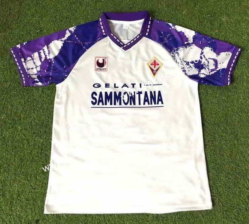 94-95 Retro Version Fiorentina Away White Thailand Soccer Jersey AAA-503