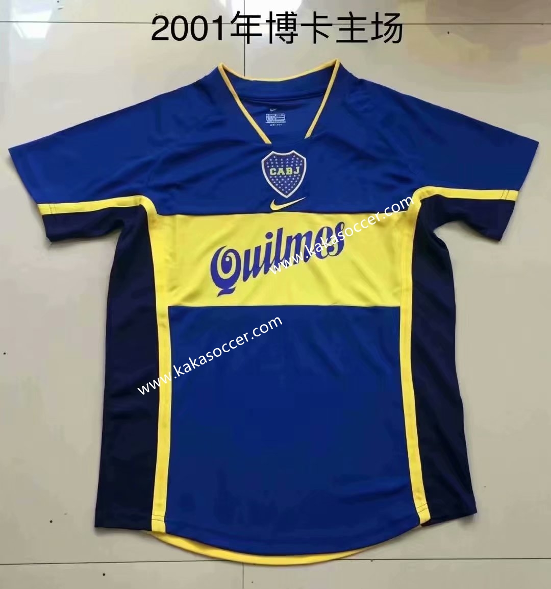 2001 Retro Version Boca Juniors Home Blue & Yellow Thailand Soccer Jersey-709