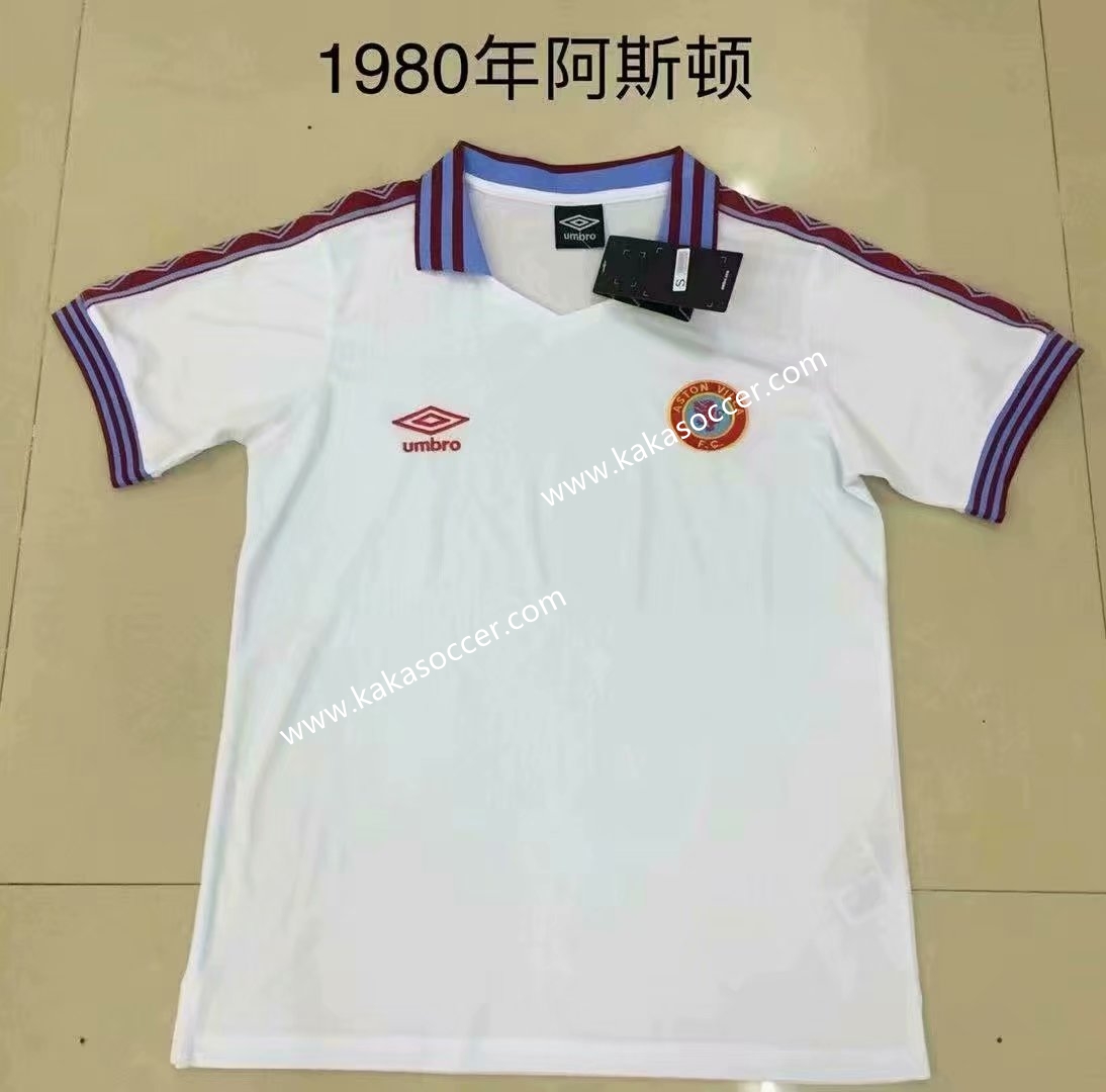 1980 Retro Version Aston Villa White Thailand Soccer Jersey AAA-709