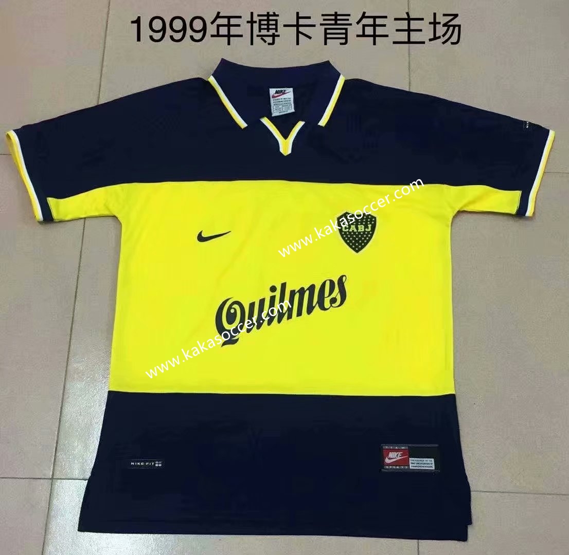 1999 Retro Version Boca Juniors Home Blue & Yellow Thailand Soccer Jersey-709