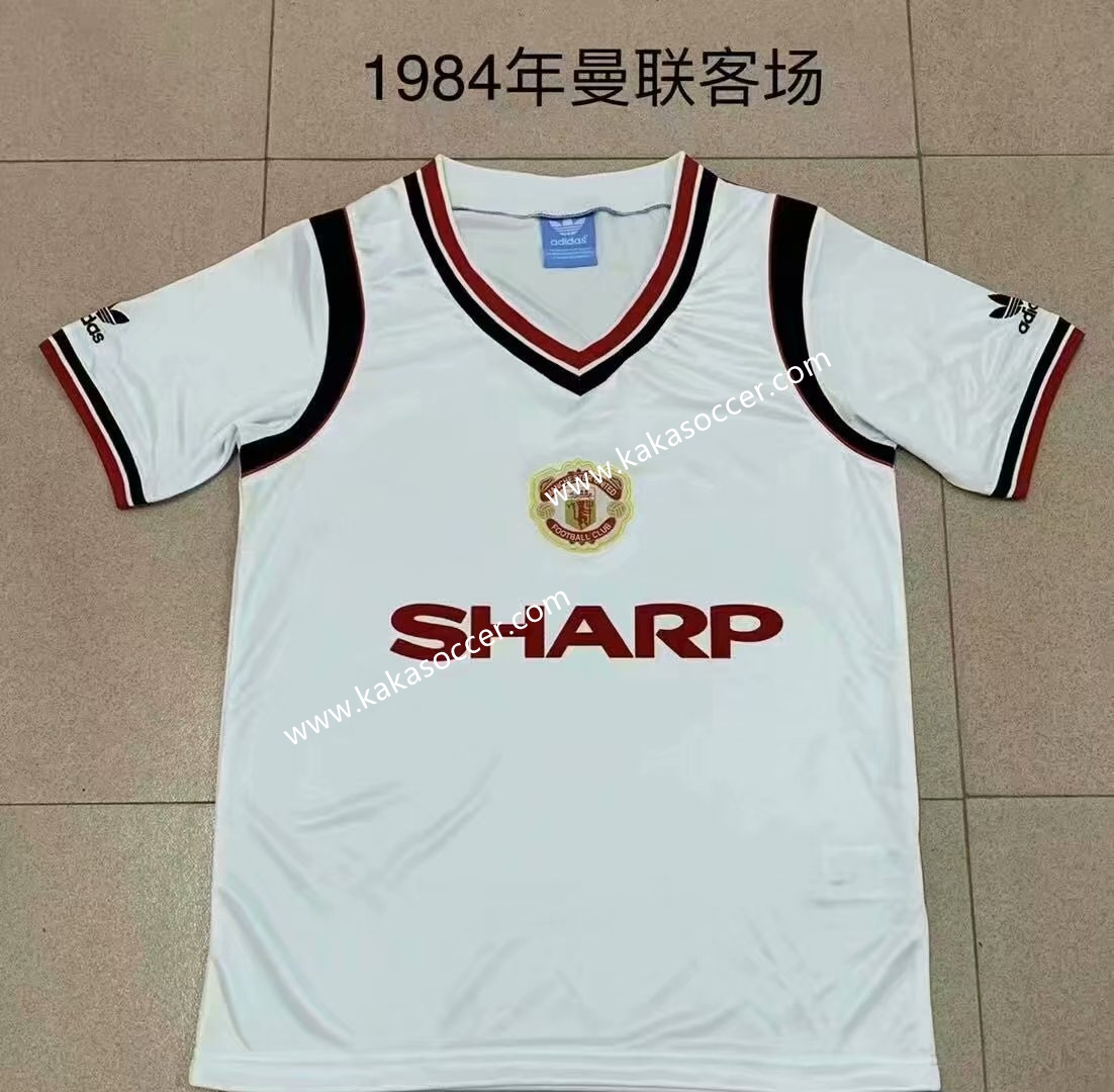 1984Retro Version Manchester United Away White Thailand Soccer Jersey AAA-709