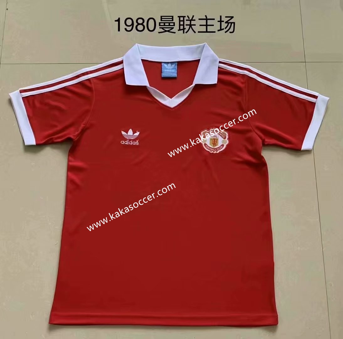 1980 Retro Version Manchester United Home Red Thailand Soccer Jersey AAA-709