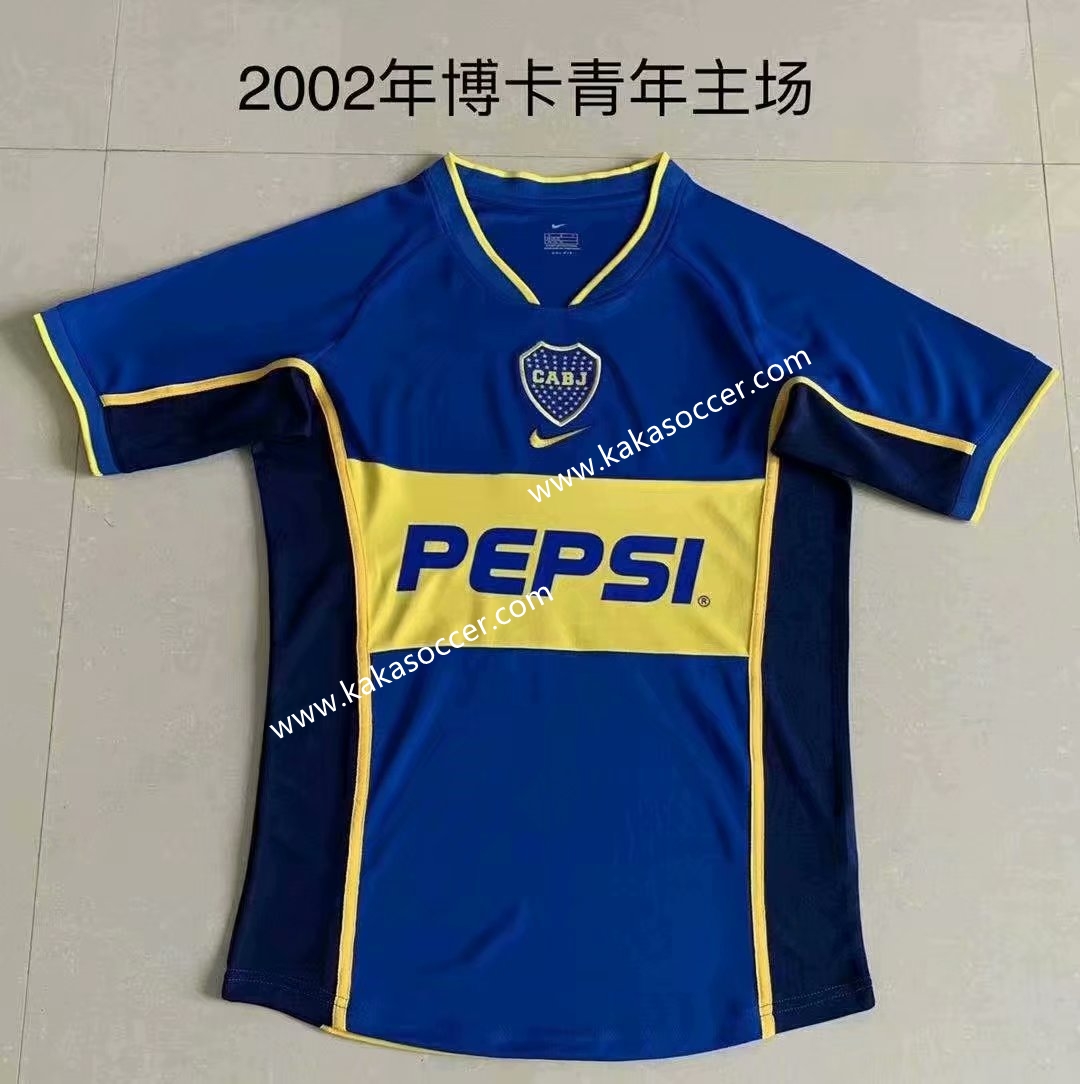 2002 Retro Version Boca Juniors Home Blue & Yellow Thailand Soccer Jersey-709