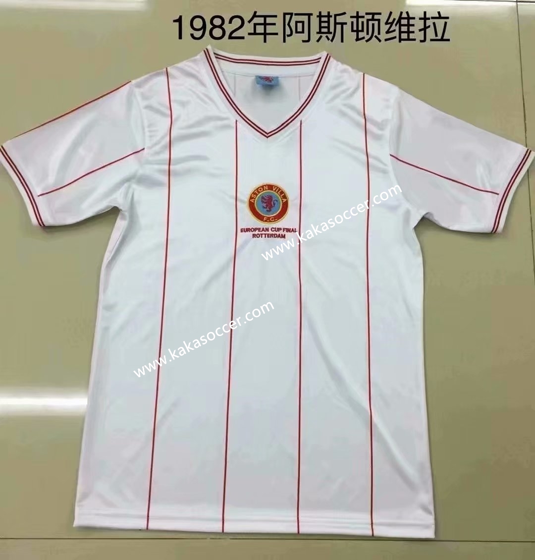 1982 Retro Version Aston Villa White Thailand Soccer Jersey AAA-709