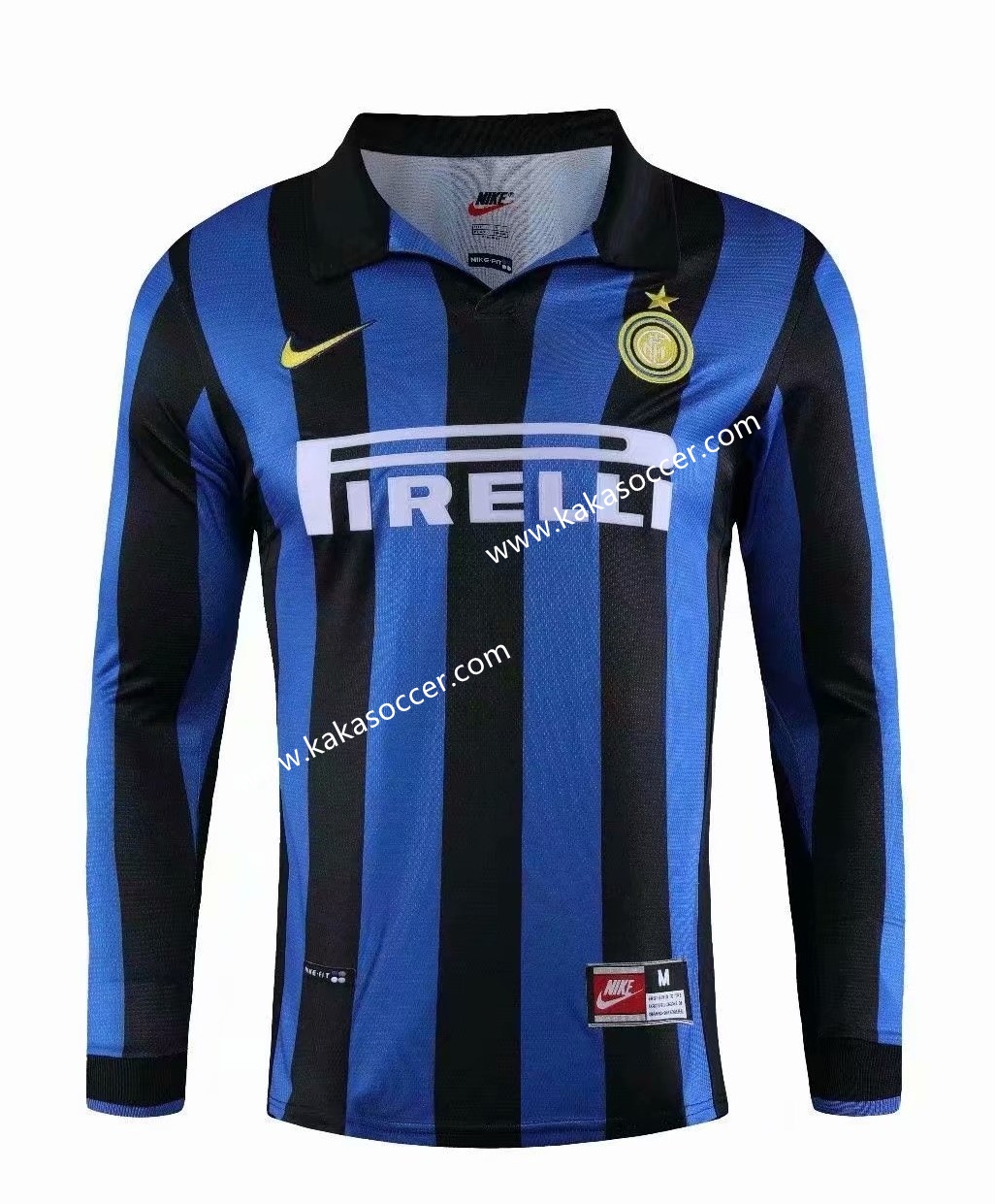 98 Retro Version Inter Milan Home Blue & Black LS Thailand Soccer Jersey AAA-601