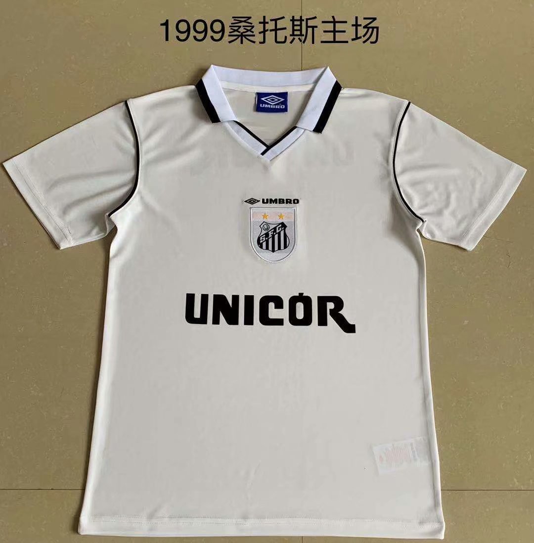 99 Retro Version Santos FC White Thailand Soccer Jersey AAA-709