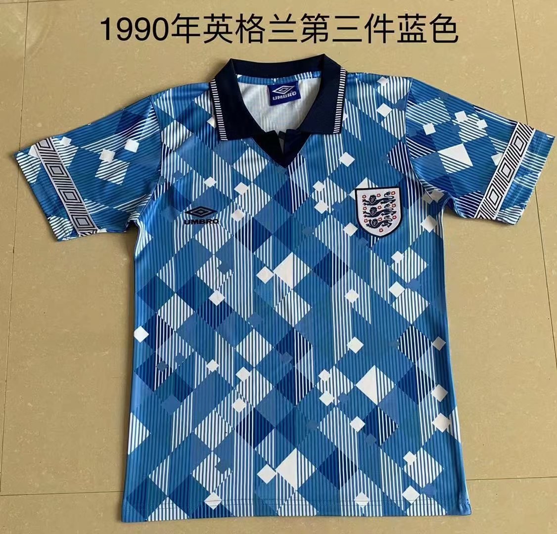 1990 Retro Version England 2nd Away Blue Thailand Soccer Jersey AAA-DG