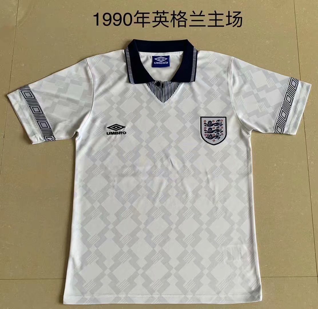 1990 Retro Version England Home White Thailand Soccer Jersey AAA-DG