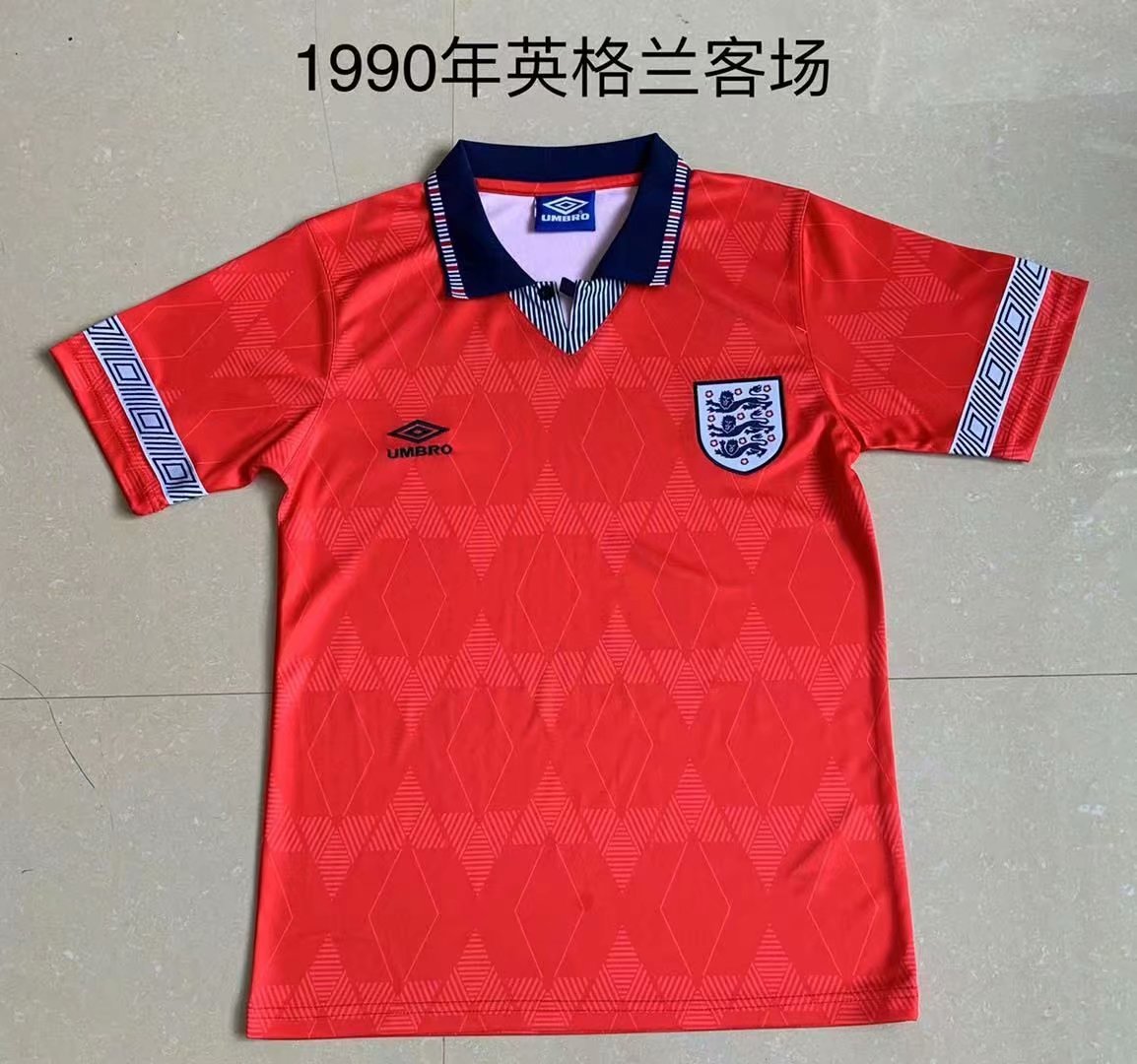 1990 Retro Version England  Away Red Thailand Soccer Jersey AAA-DG