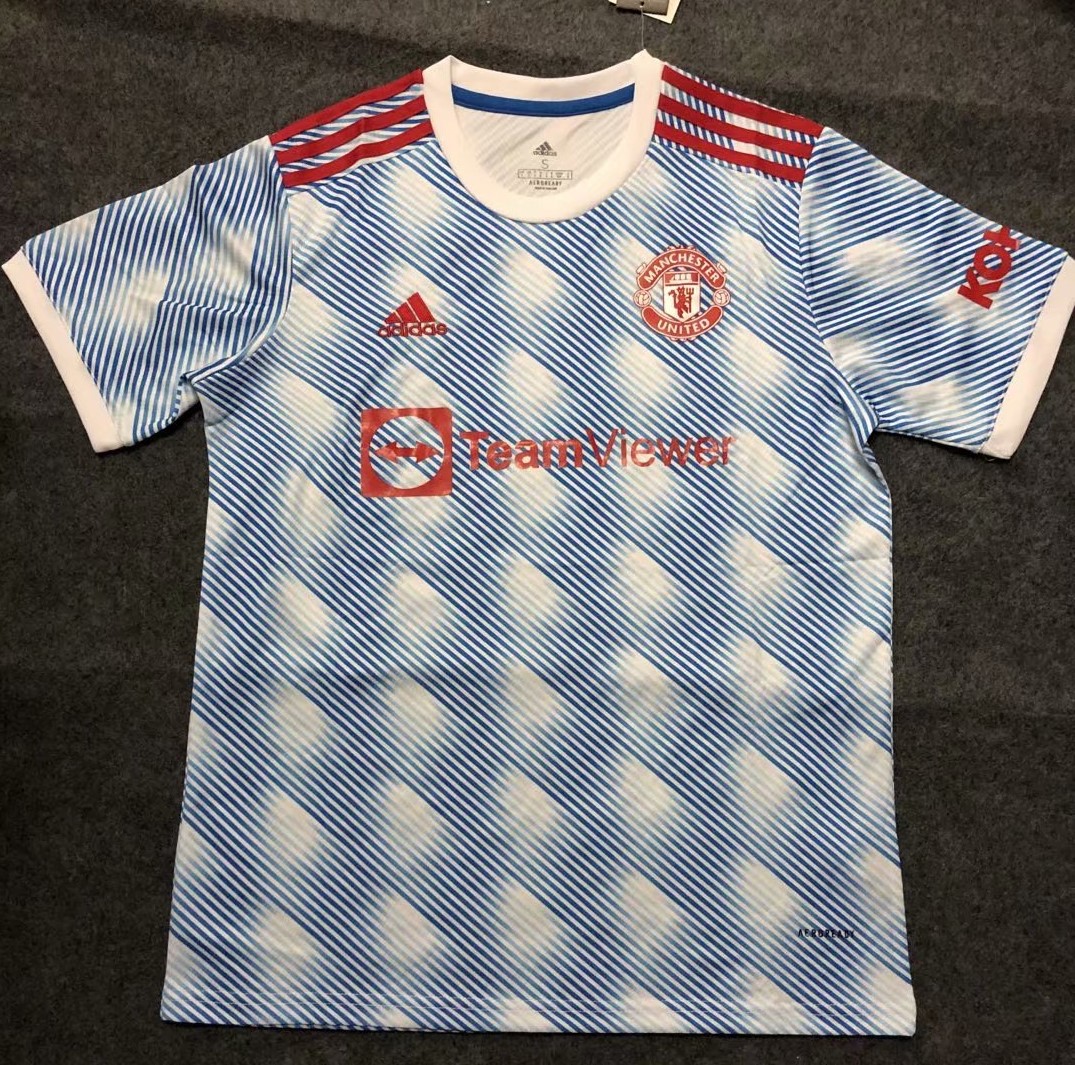 2021-2022 Manchester United Away blue and white Thai soccer jersey AAA-2023