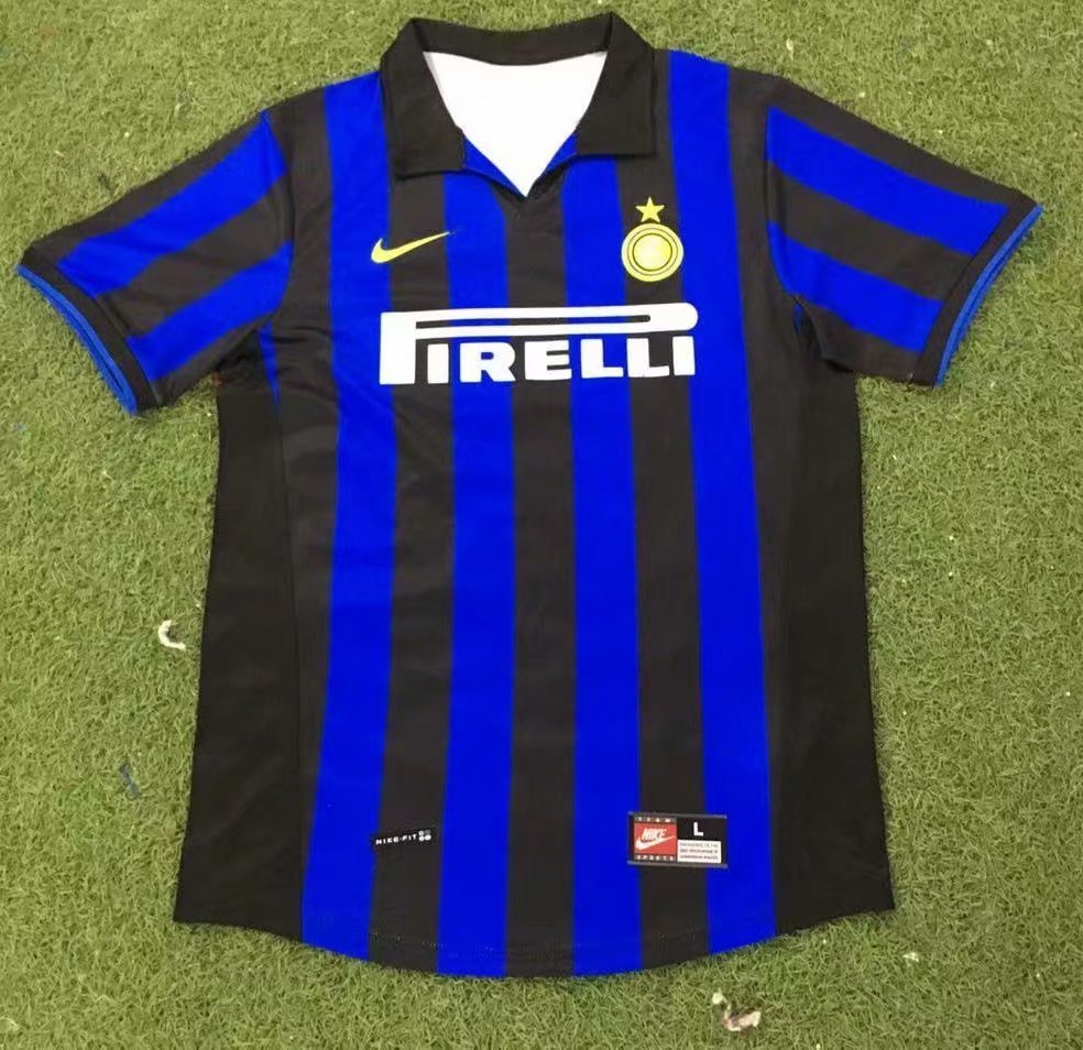 98-99 Retro Version Inter Milan Home Blue & Black Thailand Soccer Jersey AAA-503