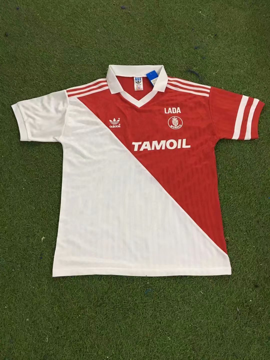 91 -92 Retro version Monaco Home Red & White Thailand Soccer Jersey AAA-503