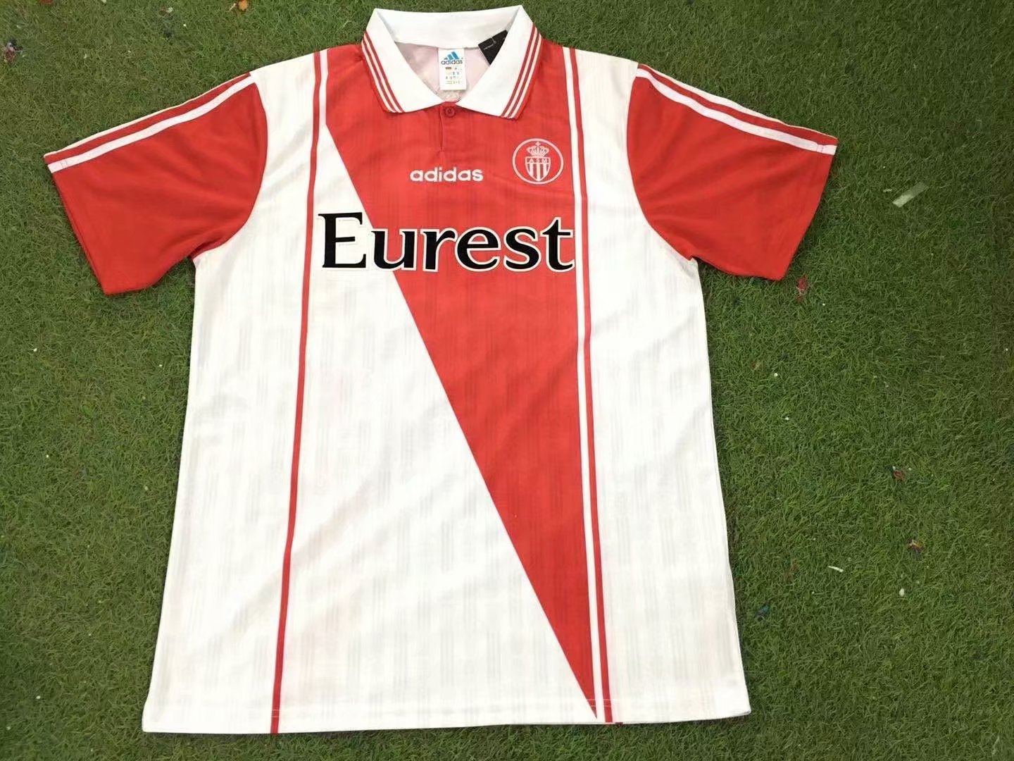 96-97 Retro version Monaco Home Red & White Thailand Soccer Jersey AAA-503