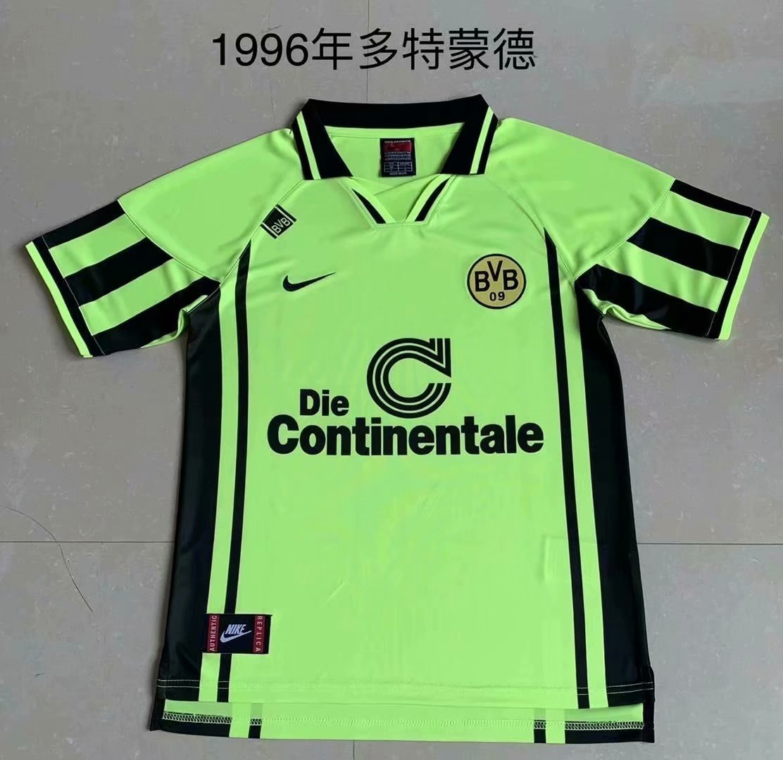 1996 Retro Version Borussia Dortmund Fluorescent Green Thailand Soccer Jersey AAA-2017/709