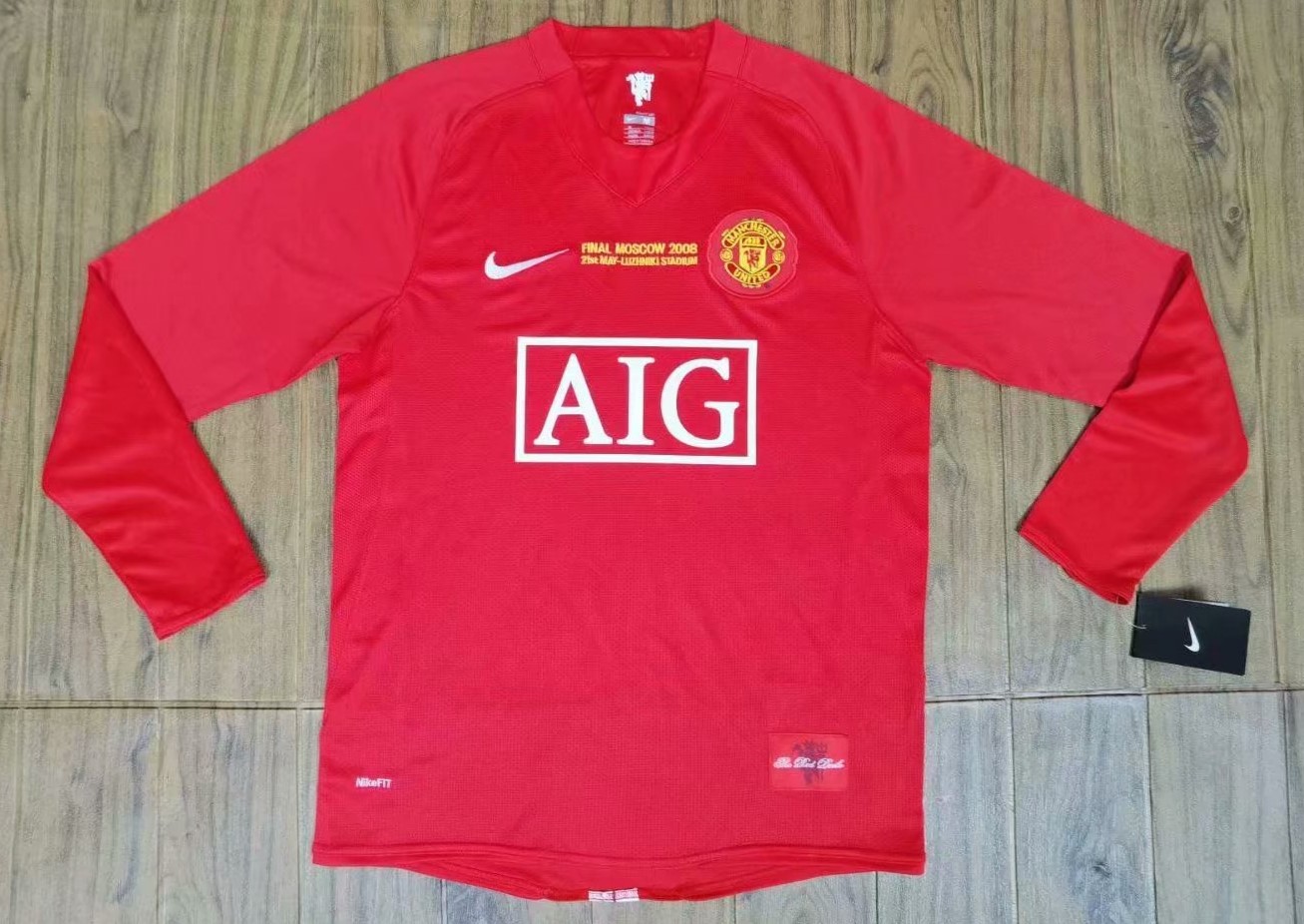 07-08 Retro Version Manchester United Red Thailand LS Soccer Jeesey AAA-601