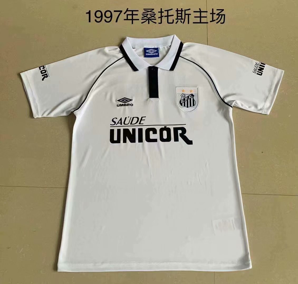 1997 Retro Version Santos FC White Thailand Soccer Jersey AAA-709