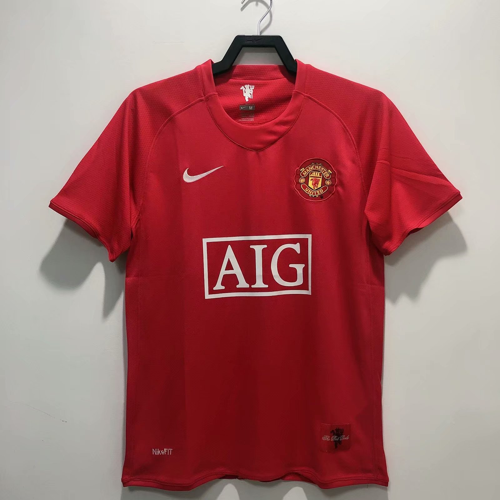 UEFA Champions League 08 Retro Version Manchester United  Home Red Thailand Soccer Jersey AAA-311