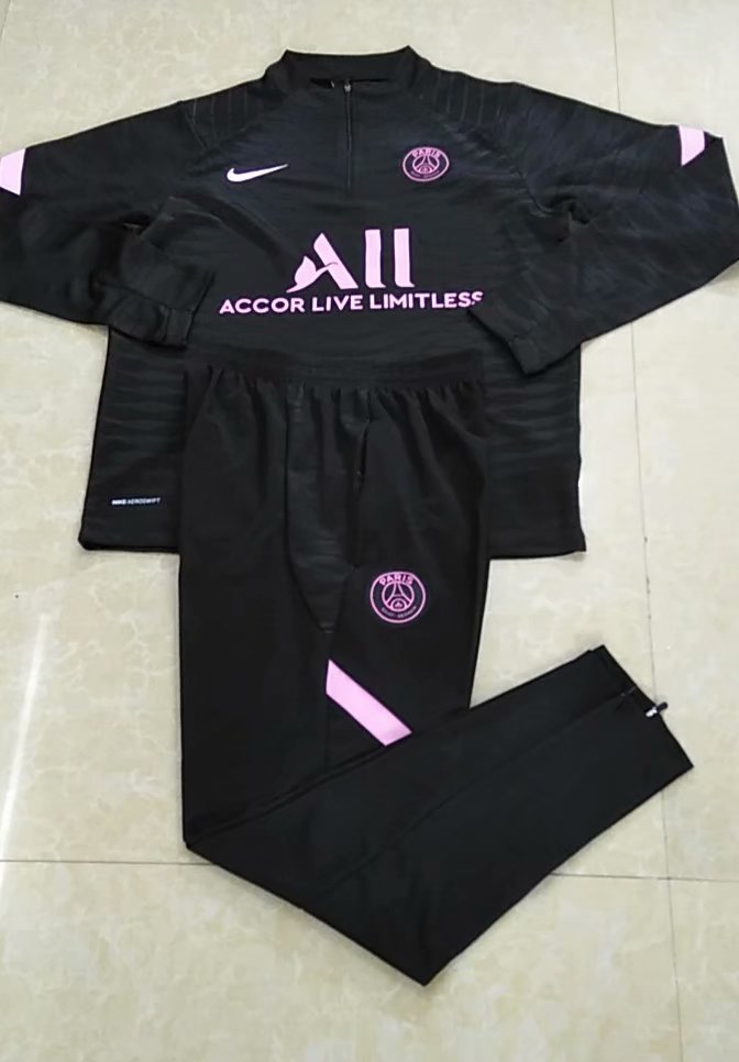 2021-22 Paris SG Black Thailand Steel Printed Soccer Tracksuit Uniform-411