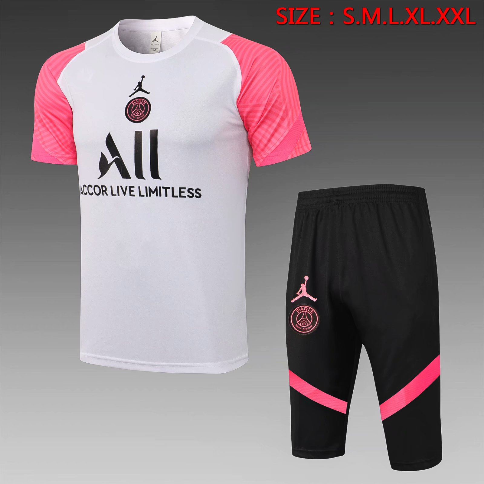 2021-2022 Jordan Paris SG Black Short-sleeved Thailand Soccer Tracksuit Uniform-815