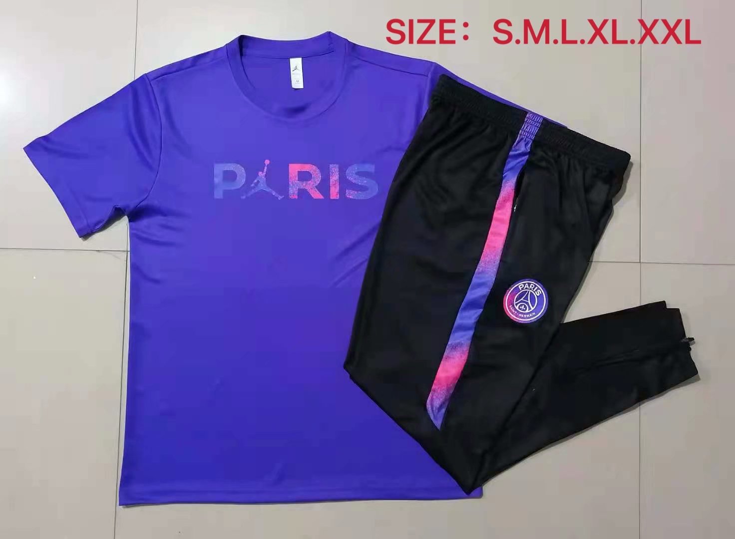 2021-2022 Jordan Paris SG Purple Short-sleeved Thailand Soccer Tracksuit Uniform-815