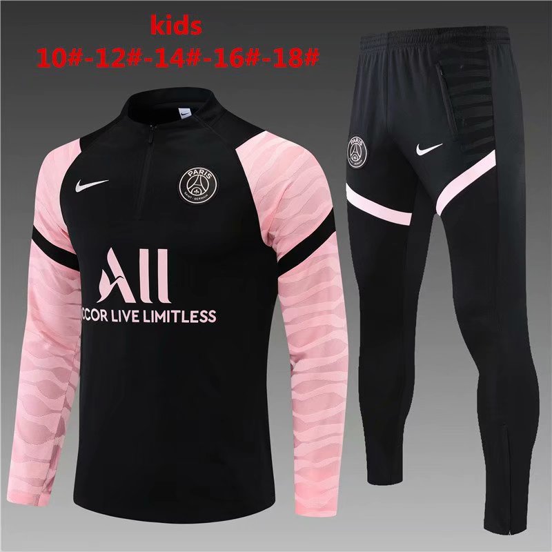 2021-22 Paris SG Pink Thailand Youth/Kids Soccer Tracksuit Uniform-801